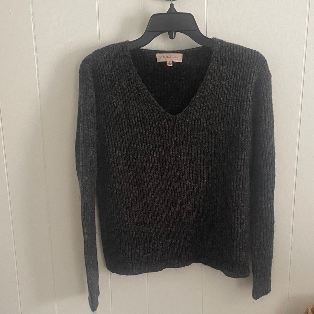 Philosophy Charcoal V-Neck Sweater